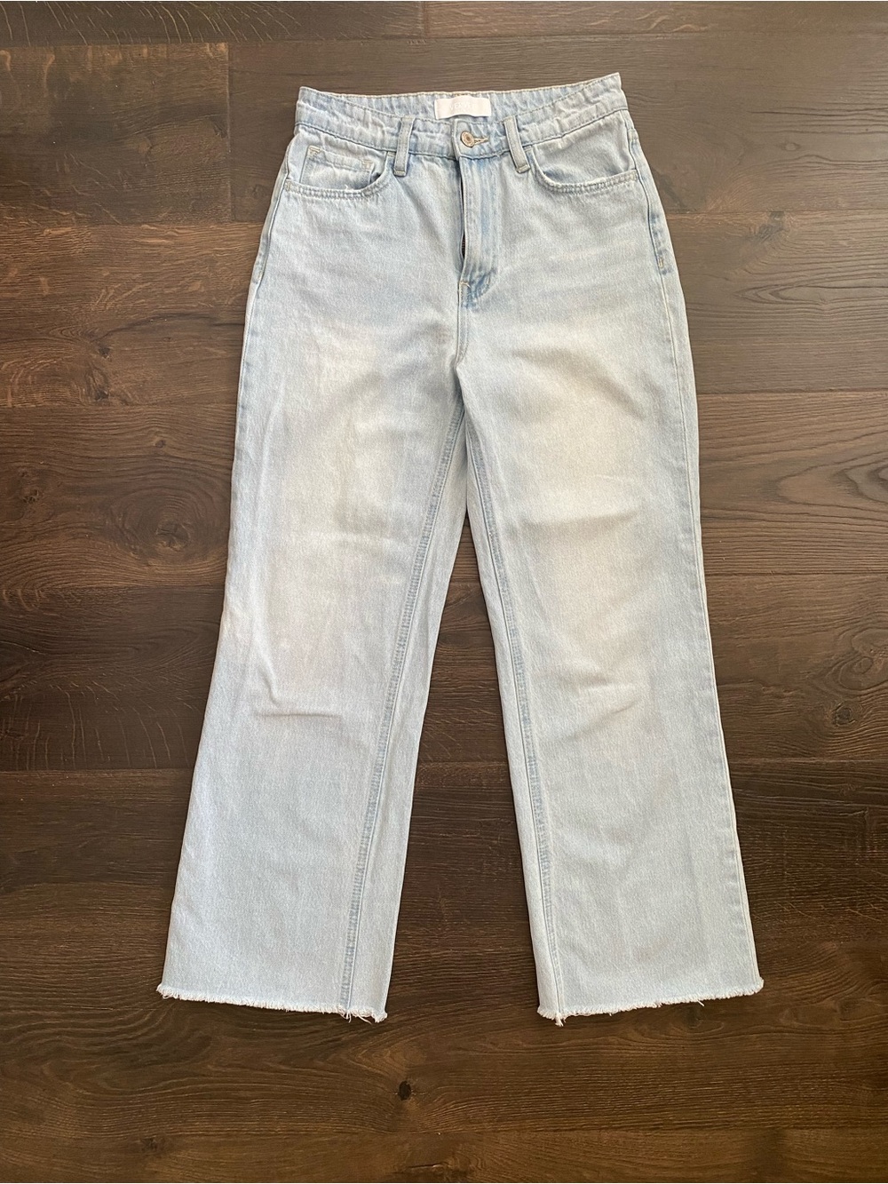 Vervet Salt Flats 90’s Vintage High Rise Straight Leg Jeans Light Wash Raw Hem